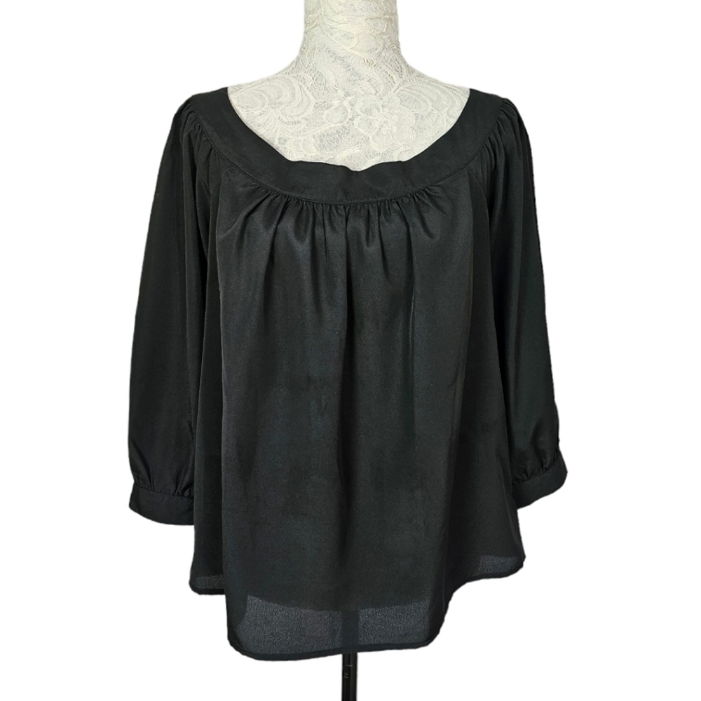 Anthropologie Maeve Black Maidan Off The Shoulder Top Size Small 3/4 Sleeve